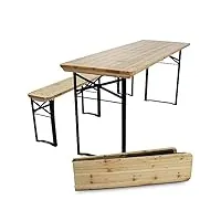 mobeventpro ensemble brasserie table + 2 bancs pliants en bois 180 cm