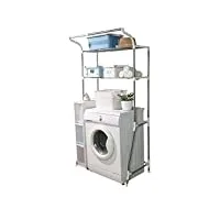 hershii support de machine à laver télescopique à 2 niveaux, largeur réglable, etagère de rangement pour salle de bain peu encombrante