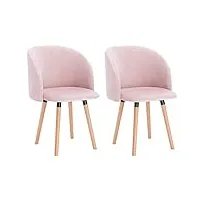 woltu bh121rs-2 chaise de salle à manger chaise de cuisine rembourrée assise en velours, rose