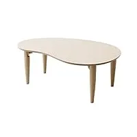 emoor table basse pliante en bois en forme de poire (l80xp52xh33cm) blanc, table à thé assise au sol japonais minimaliste petit espace tatami chambre salon