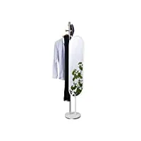relaxdays blanc portemanteau avec grand miroir pivotant, porte-vêtements chambre dressing entrée, 175 cm de haut, acier, taille unique