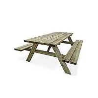alice's garden - table de pique-nique 180 cm avec bancs rabattables en bois. 6 places - panchina - table de jardin robuste en pin sylvestre