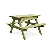 vidaxl table pique-nique pour enfants et bancs jardin patio terrasse bois de pin imprégné