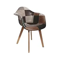 cmp paris fauteuil design-effet cuir-patchwork, simili, noir, taille unique