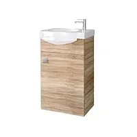 planetmöbel meubles de salle de bain chêne de sonoma, lavabo avec armoire de salle de bain sous vasque, espace de rangement suspendu
