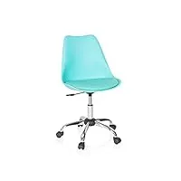 hjh office chaise de bureau scandinave fancy pro fauteuil pivotant à roulettes, hauteur réglable, turquoise 742009
