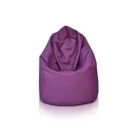 ecopuf | pouf poire violet taille l - pouf pour intérieur et extérieur - résistant aux taches - pouf poire rembourré pour adultes en polystyrène - sac pour fauteuil pouf double zip