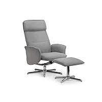 julian bowen fauteuil inclinable et tabouret aria, tissu en lin, gris, taille unique