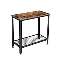 vasagle table d'appoint, table de chevet, bout de canapé, avec étagère grillagée, pour salon, chambre, style industriel, marron rustique et noir let31bx