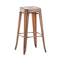 tabouret de bar joshua v2 en métal design sans dossier | chaise haute robuste et empilable à 4 pieds avec repose-pieds | tabouret avec hauteur d, couleur:cuivre