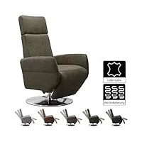 cavadore cobra fauteuil tv avec fonction couchée et fonction relax réglable en continu ergonomie m charge max. 130 kg 71 x 110 x 82 cm aspect cuir olive