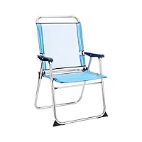 solenny 50001072725229 8434826105229-chaise de plage pliante marine avec dossier haut bleu, métal