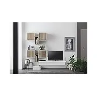 icreo composition meuble meuble tv milego blanc frêne et chêne nodé living n°1