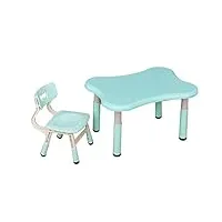 zh enfants table +1 chaise ensemble, table d'activité en plastique pour enfants en bas âge pour enfants, table de jardin d'enfants de salle de jeux de chambre à coucher meubles, robuste durable