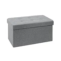 brian & dany pouf coffre de rangement boîte tabouret pliant banc pouf de pliable tissu en lin, 76 x 38 x 38 cm, gris