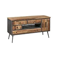 altobuy leonard - meuble tv 1p 4t acier et bois massif