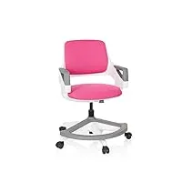hjh office 640480 chaise de bureau pour enfants et adolescents kid flex tissu rose chaise de bureau évolutive, repose-pieds & dossier réglables