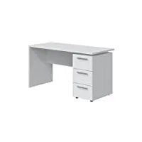 table de bureau 3 tiroirs, table d'écriture, modèle stylus, finition blanc artik, dimensions : 138 (l) x 60 cm (p) x 74 (h)