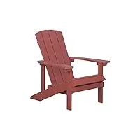 chaise basse fauteuil de jardin effet bois rouge avec accoudoirs et dossier confortable matières résitantes pour terrasse rustique et campagne beliani