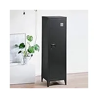 armoire vestiaire métallique à casiers, meuble de rangement verrouillables en métal, porte avec fermeture à clé, 3 compartiments intérieurs, dimensions 137 x 38,5 x 38,5 cm, noir