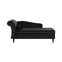 chaise longue méridienne côté gauche en velours noir avec rangement pour salon au style glamour beliani