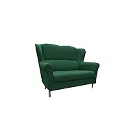 e-meubles canapé salon relax noveau scandinave design 2 places pieds en bois silabella (vert)