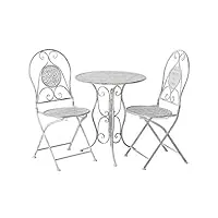 l'héritier du temps salon de jardin salon de thé 2 places personnes table bistrot et 2 chaises pliantes en fer gris