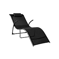 sobuy® ogs45-sch transat de jardin pliable chaise longue bain de soleil – noir