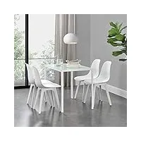 [en.casa] ensemble de table et 4 chaises table de salle à manger avec 4 chaises métal bois plastique verre blanc 105cm x 60cm x 75cm