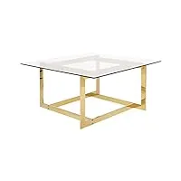 table basse avec plateau en verre et cadre en métal doré au style moderne et glamour beliani