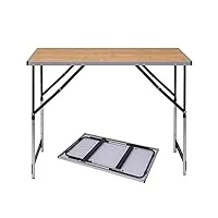 esituro scpt0006 table de jardin pliable, hauteur réglable(73-94cm), table camping rectangle en aluminium, table pique-nique noir, super légre 100x60x94cm