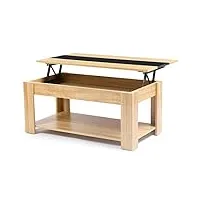 idmarket - table basse contemporaine georgia plateau relevable bois noir et imitation hêtre