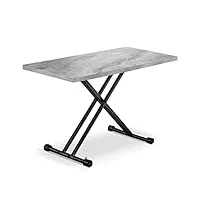 menzzo duke table basse en bois, métal, gris, taille unique