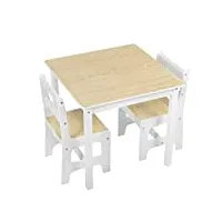 woltu 1 table d'enfant avec 2 chaises pour enfants d'âge préscolaire total 3 pièces,sg005 blanc