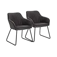 woltu bh140gr-2 chaises de salle à manger lot de 2 chaise de cuisine rembourrée en similicuir pieds en métal,gris