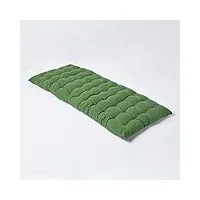 homescapes matelas de sol capitonné ou coussin pour banc de jardin 2 places, banquette et chaise longue, en coton 108 x 42 x 5 cm, vert foncé
