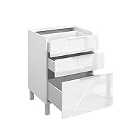berlioz creations caisson de cuisine avec tiroirs amortis, panneaux de particules, 60 x 83 x 51,6 cm, fabrication 100% française