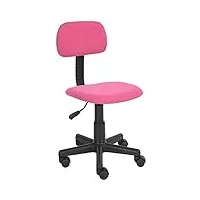 bakaji fauteuil fauteuil fauteuil opérationnel avec 5 roues pivotantes bureau chambre chambre chambre en tissu noir réglable avec dossier rembourré (rose)