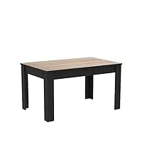 demeyere wayne table de salle à manger style industriel 4 à 6 personnes, panneau de particules, en bois chêne brossé/noir mat, 138x90x77 cm