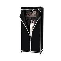 giantex armoire-penderie en tissu vestiaire avec housse armoire-dressing noir/brun/gris dimension 75x50x170cm (noir)