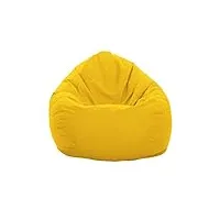glueckbean gamer pouf poire tailles xxxl xxl xl grande fauteuil de salon pour intérieur et extérieur avec garnissage en polystyrène eps, jaune, xl-220