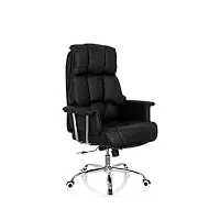 hjh office 706814 xxl fauteuil de direction commander similicuir noir fauteuil de bureau à rembourrage épais, dossier haut