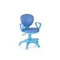 hjh office 670978 chaise de bureau pour enfant kid colour tissu bleu fauteuil pivotant pour enfant avec repose-pieds et assise réglable en hauteur