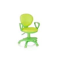 hjh office 670979 chaise de bureau pour enfant kid colour tissu vert fauteuil pivotant pour enfant avec repose-pieds et assise réglable en hauteur
