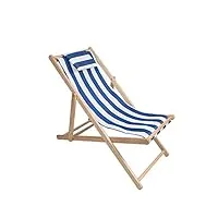 hiod inclinable chaise de plage extérieure rayée, chaise en toile oxford en bois massif salon patio jardin balancelle,blue