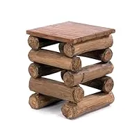 design delight s tabouret en teck 38 | 30 x 30 x 39 cm (l x p x h) - en bois recyclé - tabouret en bois massif, tabouret pour plantes, table d'appoint