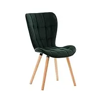 clp chaise de salle a manger elda en velours i rembourrée et matelassée i support en bois i style moderne avec surpiqûre i resistance et stabili, couleur:vert