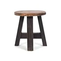 design delights tabouret rustique en bois d'acajou massif - 23 x 20 x 20 cm (h x l x p) - tabouret en bois, table d'appoint, tabouret pour plantes - couleur : 04 noir naturel