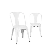 kayelles brook chaise metal industriel - lot de 2 chaises bistrot (blanc, 2)