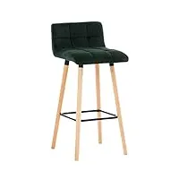 tabouret de bar lincoln en velours i tabouret de bar style scandinave avec dossier et repose-pieds i chaise haute de cuisine confortable, couleur:vert